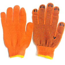 Рукавички робочі Х/Б з ПВХ крапкою оранжеві