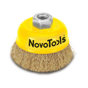 Щетка торцевая NovoTools гофрированная латунь 75 мм М14х2